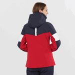 Women's Insulated Jacket Hoodie Speed Red Chili-Night Sky-White - Image 2