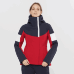 Women's Insulated Jacket Hoodie Speed Red Chili-Night Sky-White