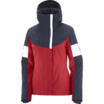 Women's Insulated Jacket Hoodie Speed Red Chili-Night Sky-White - Image 6