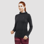 Women's Long Sleeve T-Shirt Hoodie Essential Seamless Black-Ebony