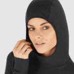Women's Long Sleeve T-Shirt Hoodie Essential Seamless Black-Ebony - Image 3