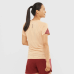 Women's Short Sleeve T-Shirt Cross Run Apricot Ice-Heather-Cabernet - Image 2