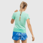Women's Short Sleeve T-Shirt Cross Run Beach Glass-Pool Blue-Heather - Image 2
