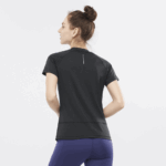 Women's Short Sleeve T-Shirt Cross Run Deep Black - Image 2
