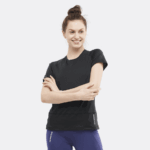Women's Short Sleeve T-Shirt Cross Run Deep Black