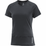 Women's Short Sleeve T-Shirt Cross Run Deep Black - Image 4