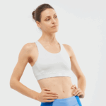 Women's Sports Bra Cross Run Oyster Mushroom-White